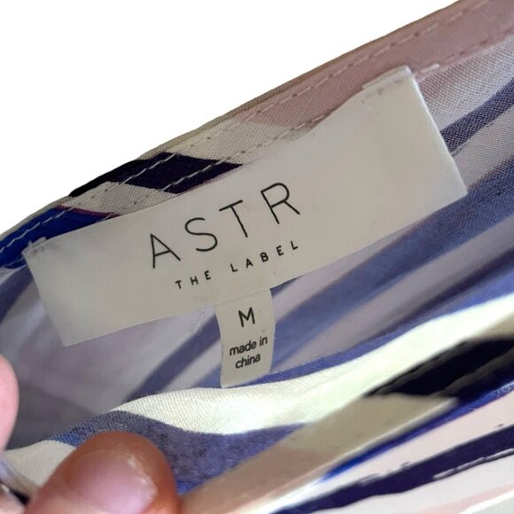 Anthropologie ASTR The Label Size M Blue White Faux Wrap Striped Maxi Dress - Picture 4 of 8